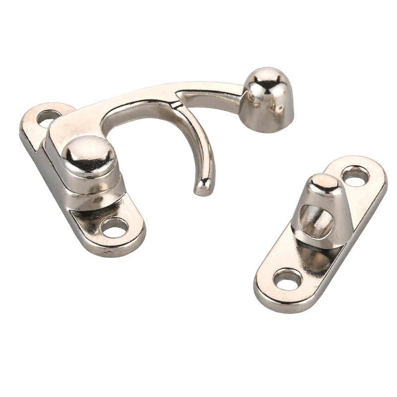 Hook Latch with Screws - Large - Nickel Finish
